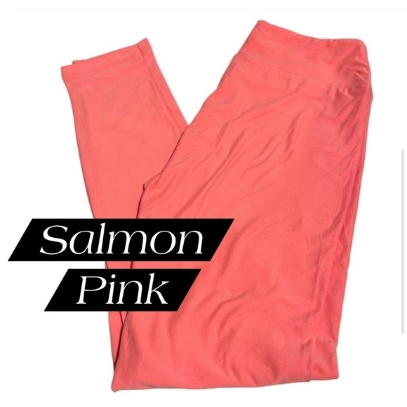 NWOT LulaRoe OS Soft Leggings One Size 2-10 Small-Large Solid Color Salmon Pink - Picture 1 of 10